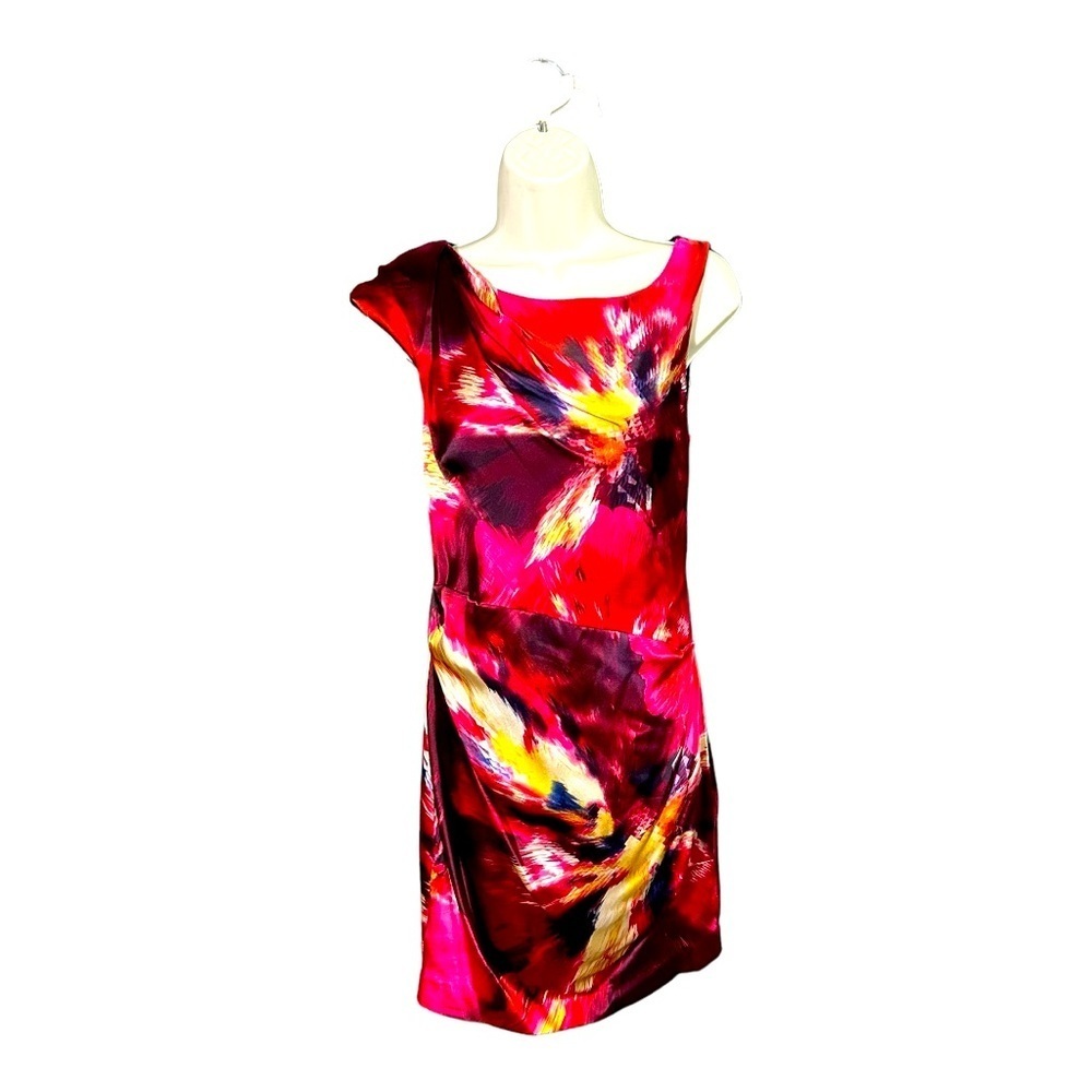 Karen Millen Silk Smudge Asymmetrical Dress Size 6 (fits Like 2 / 4)